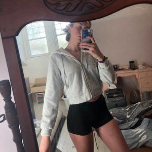 Forever 21 grey zip up fuzzy hoodie